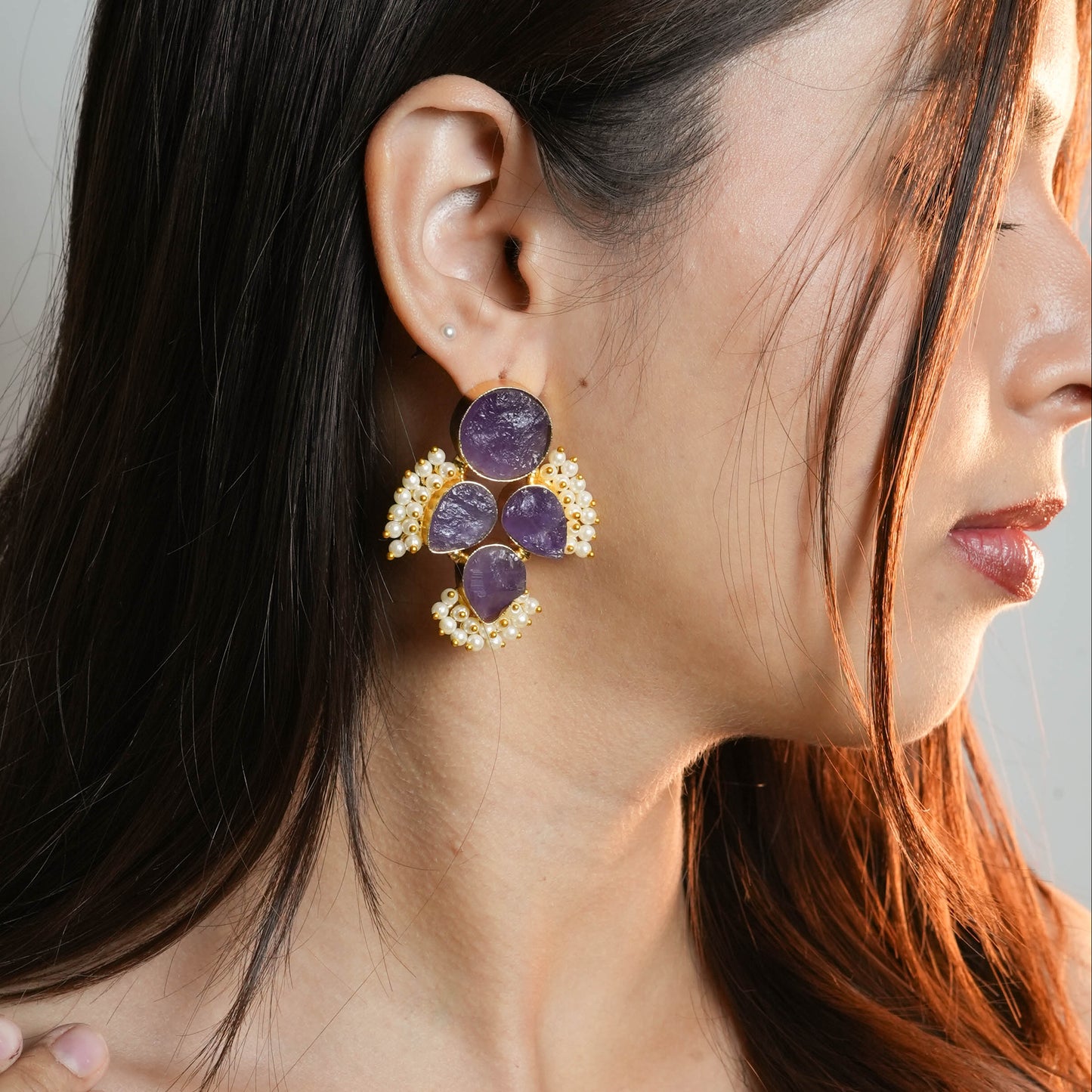 Amethyst Petal Studs