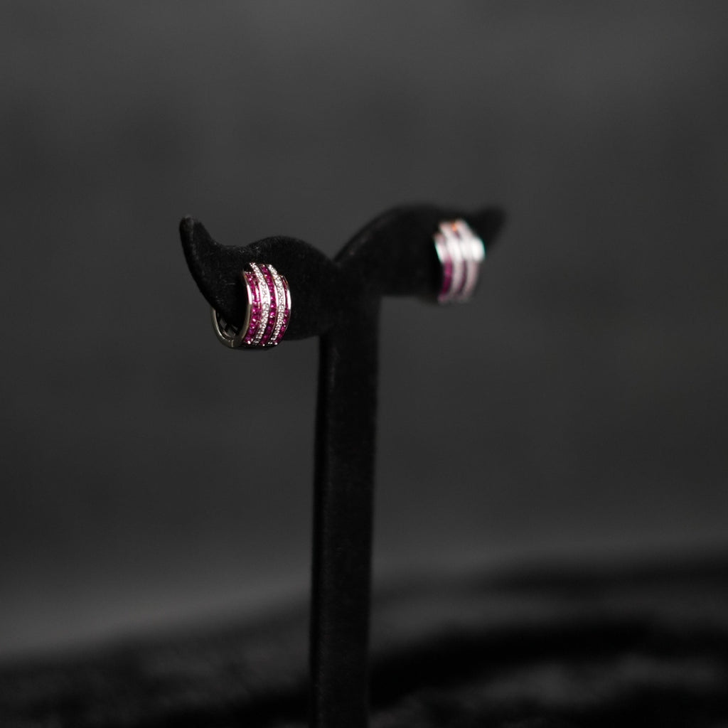 pink ruby round earring