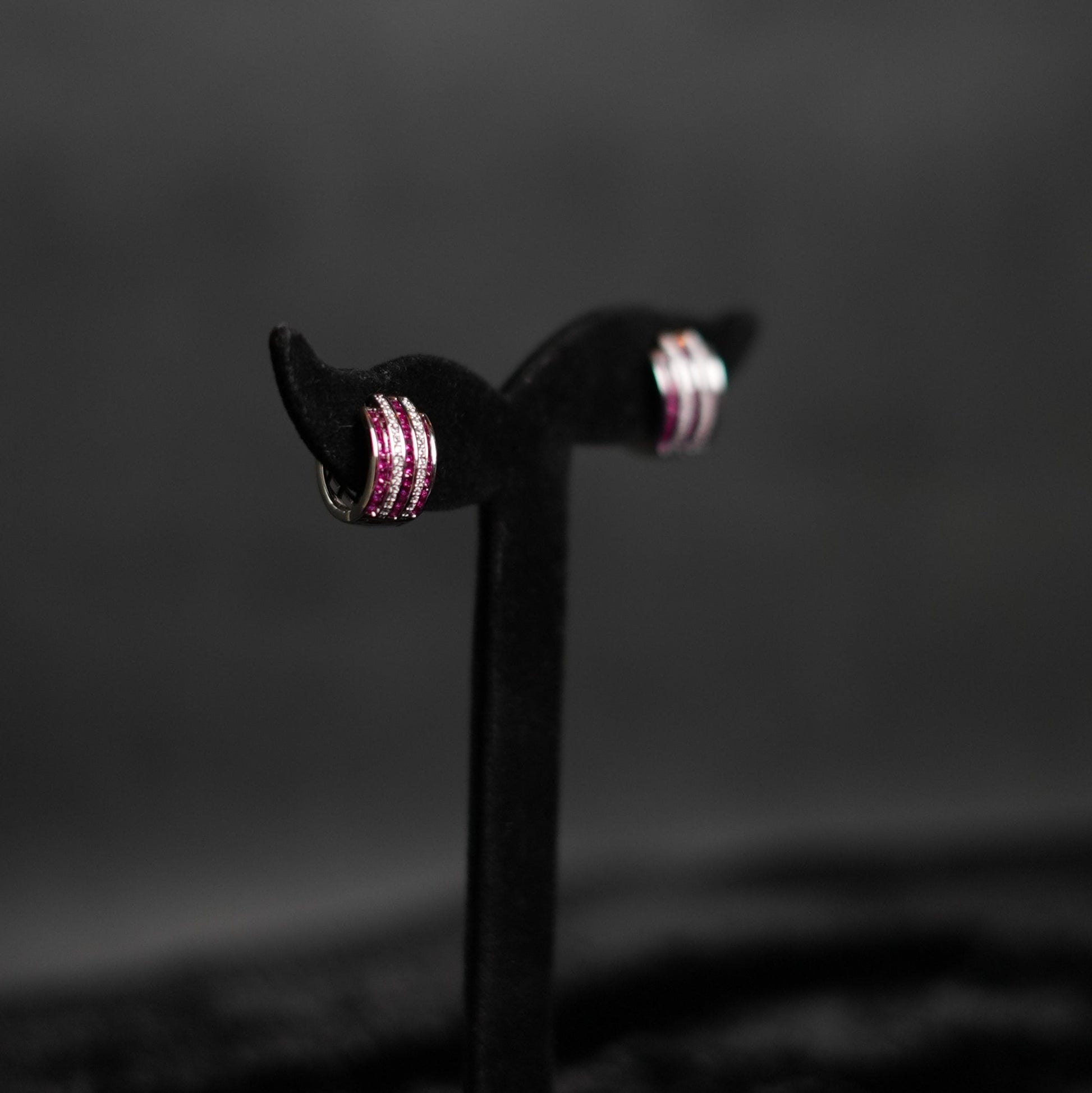 pink ruby round earring