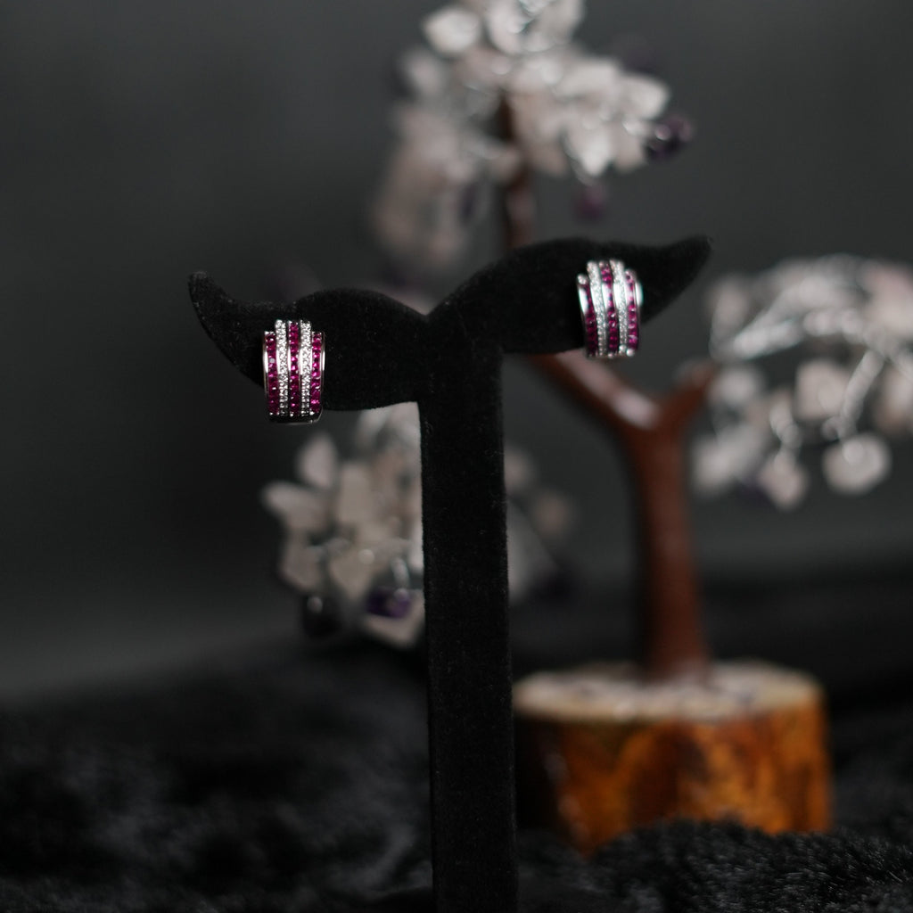 pink ruby round earring