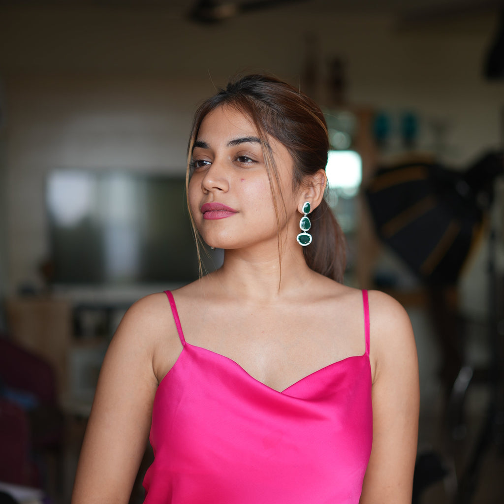 emerald triad earring 