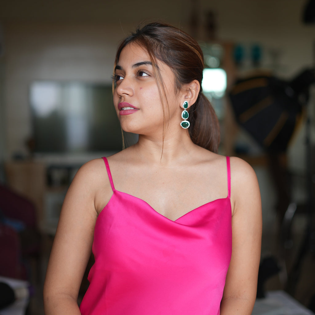 emerald triad earring 