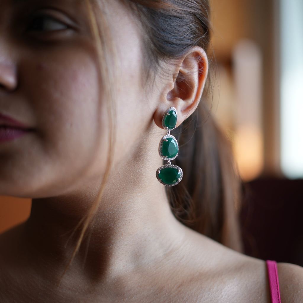 emerald triad earring 