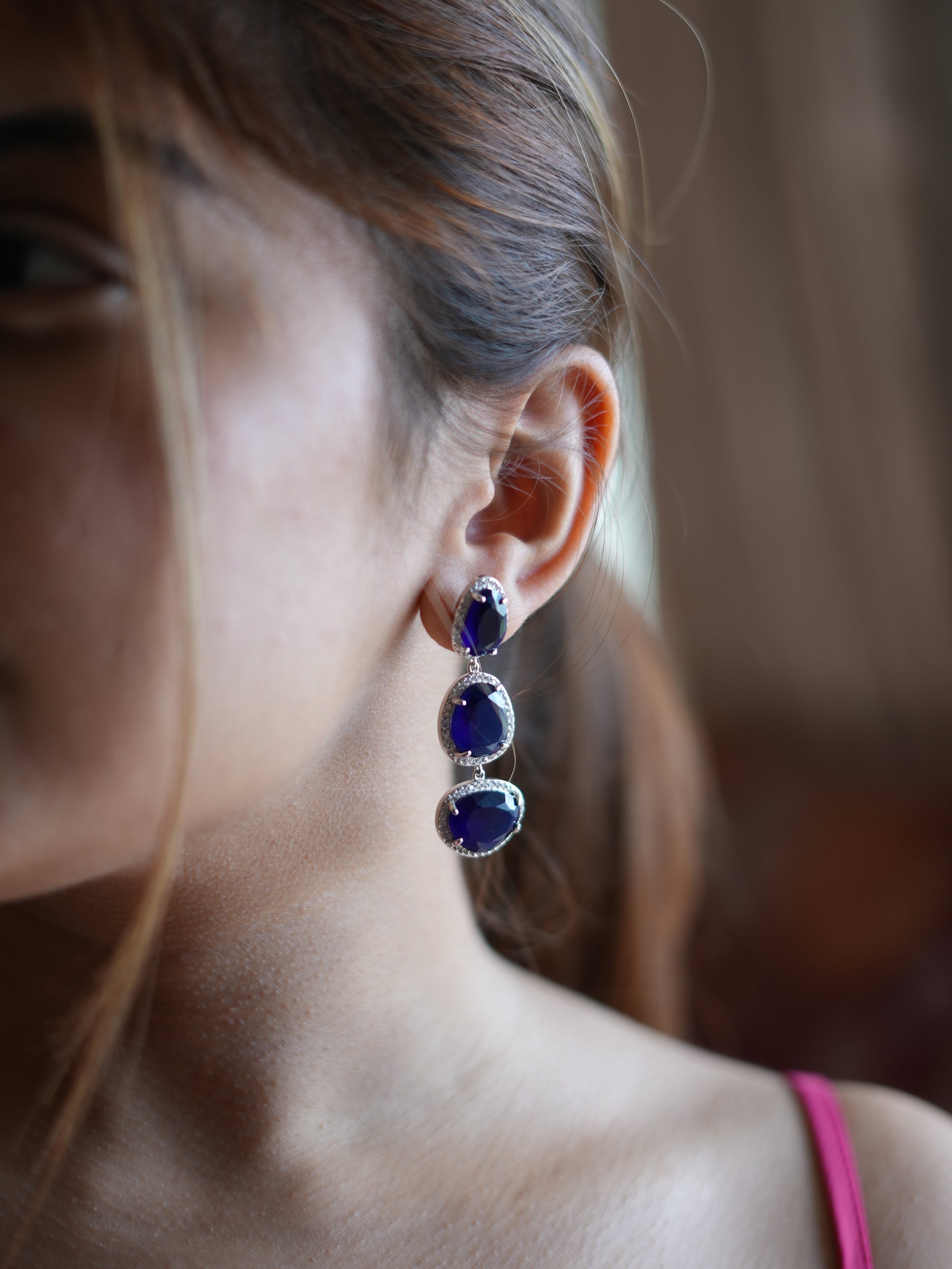 sapphire triad earring 