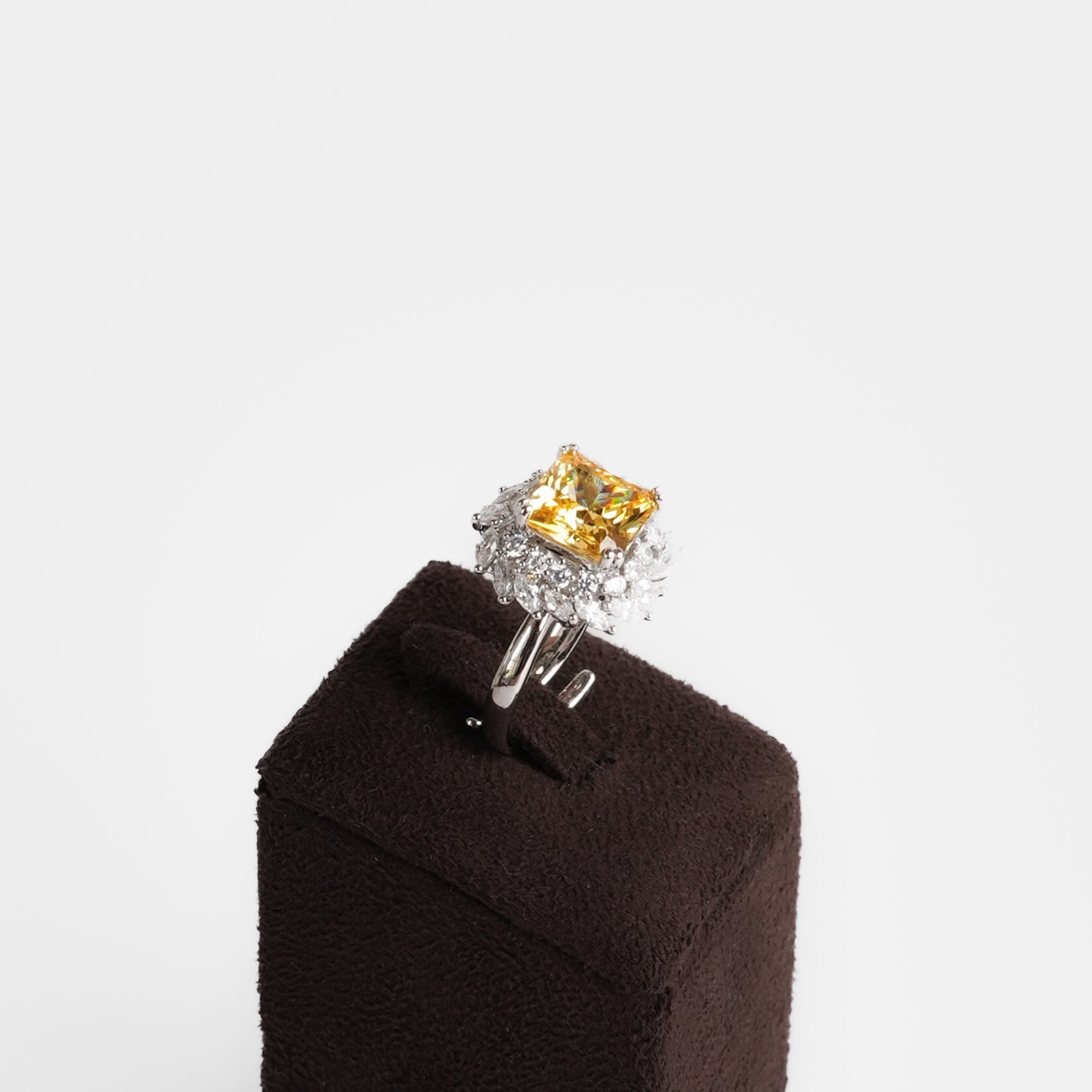 citrine square diamond ring