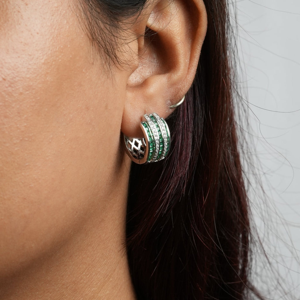 emerald round earring