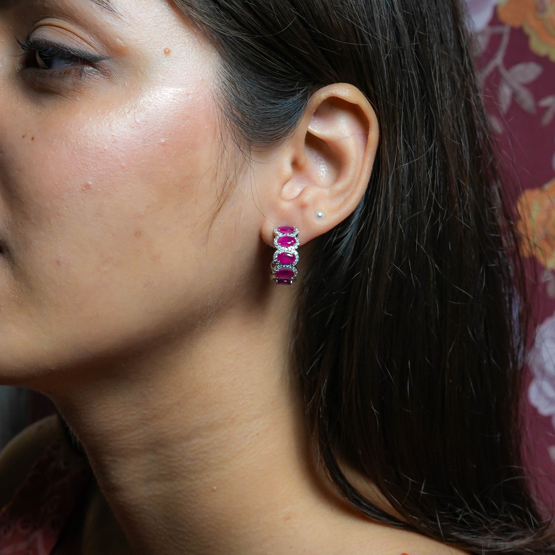 pink ruby crownstone hoops