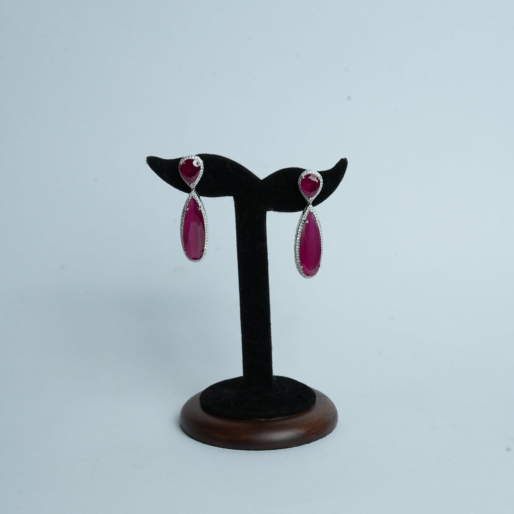 long drop earring ruby