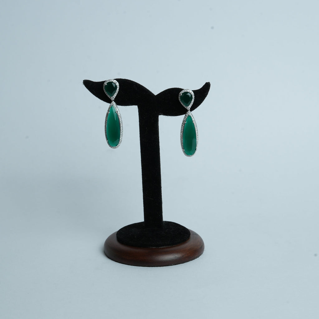 long drop earring emerald
