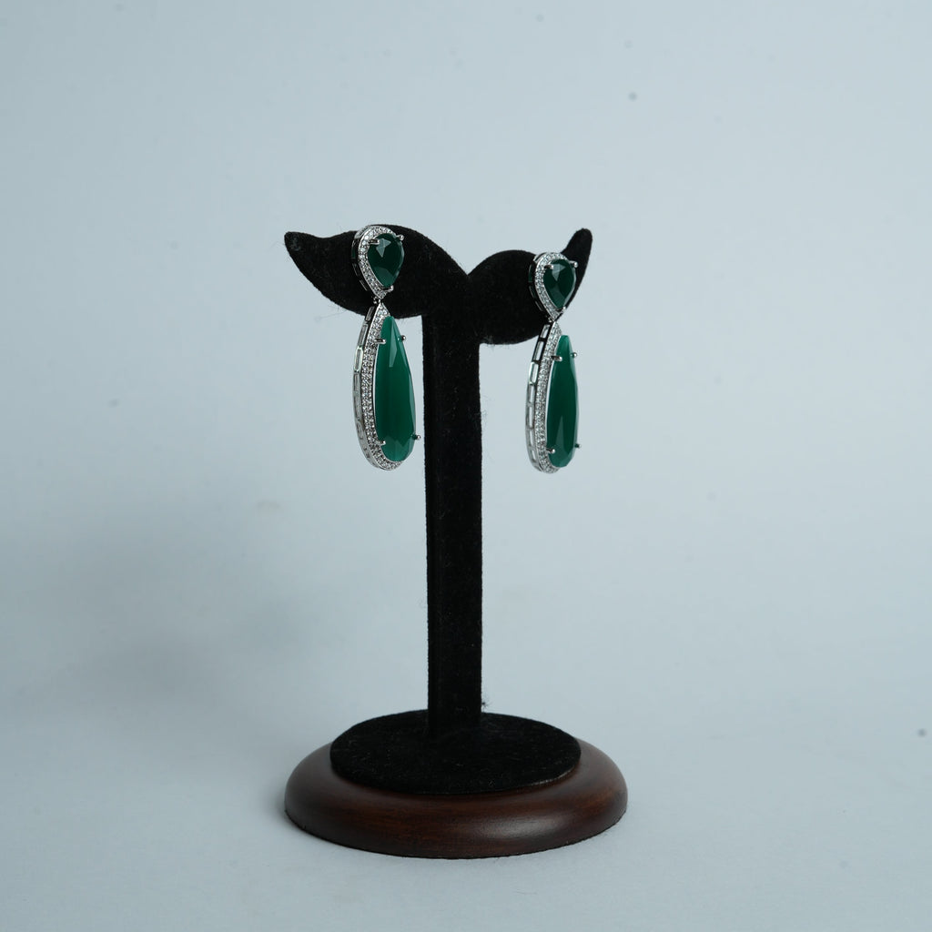 long drop earring emerald