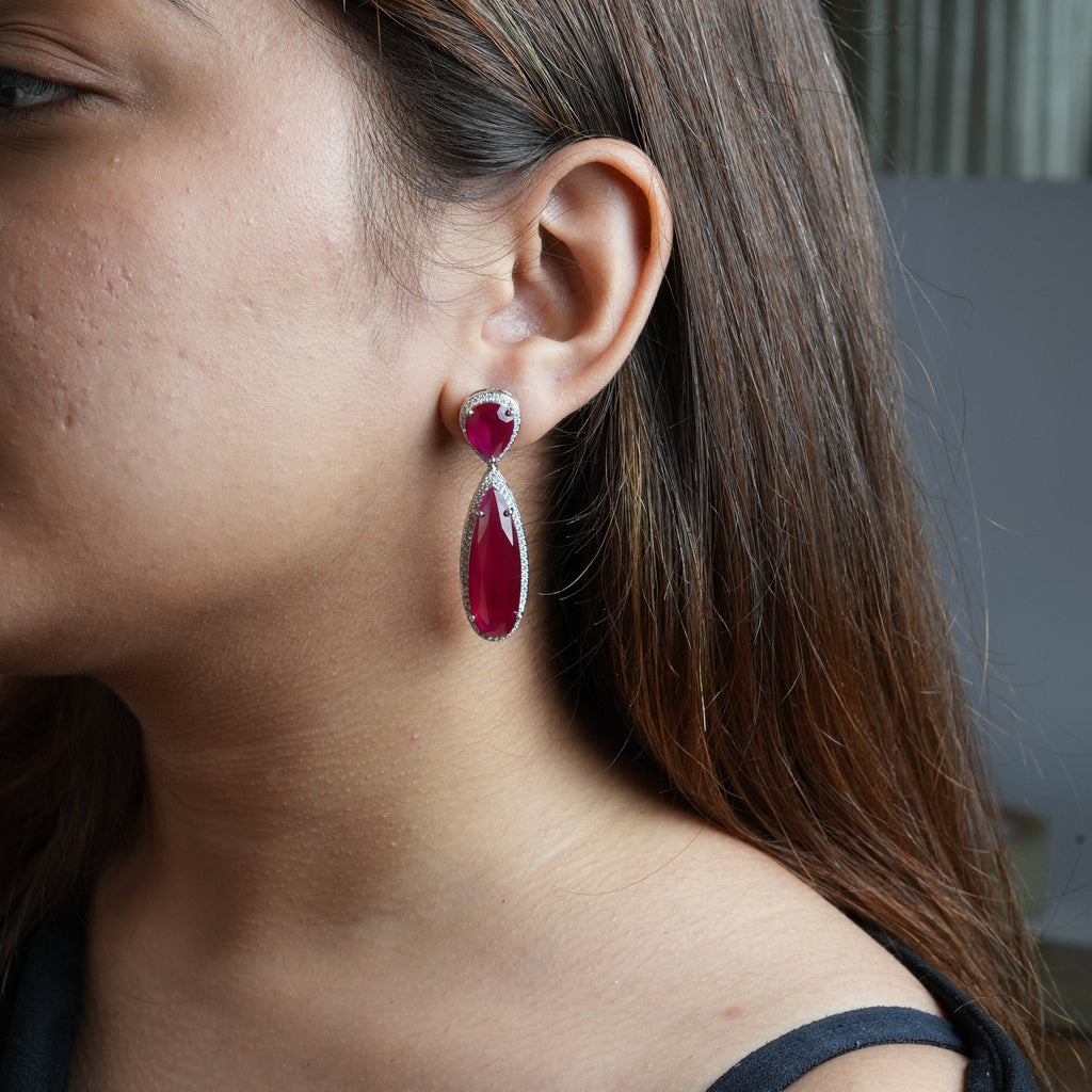 long drop earring ruby