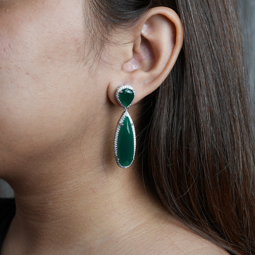 long drop earring emerald