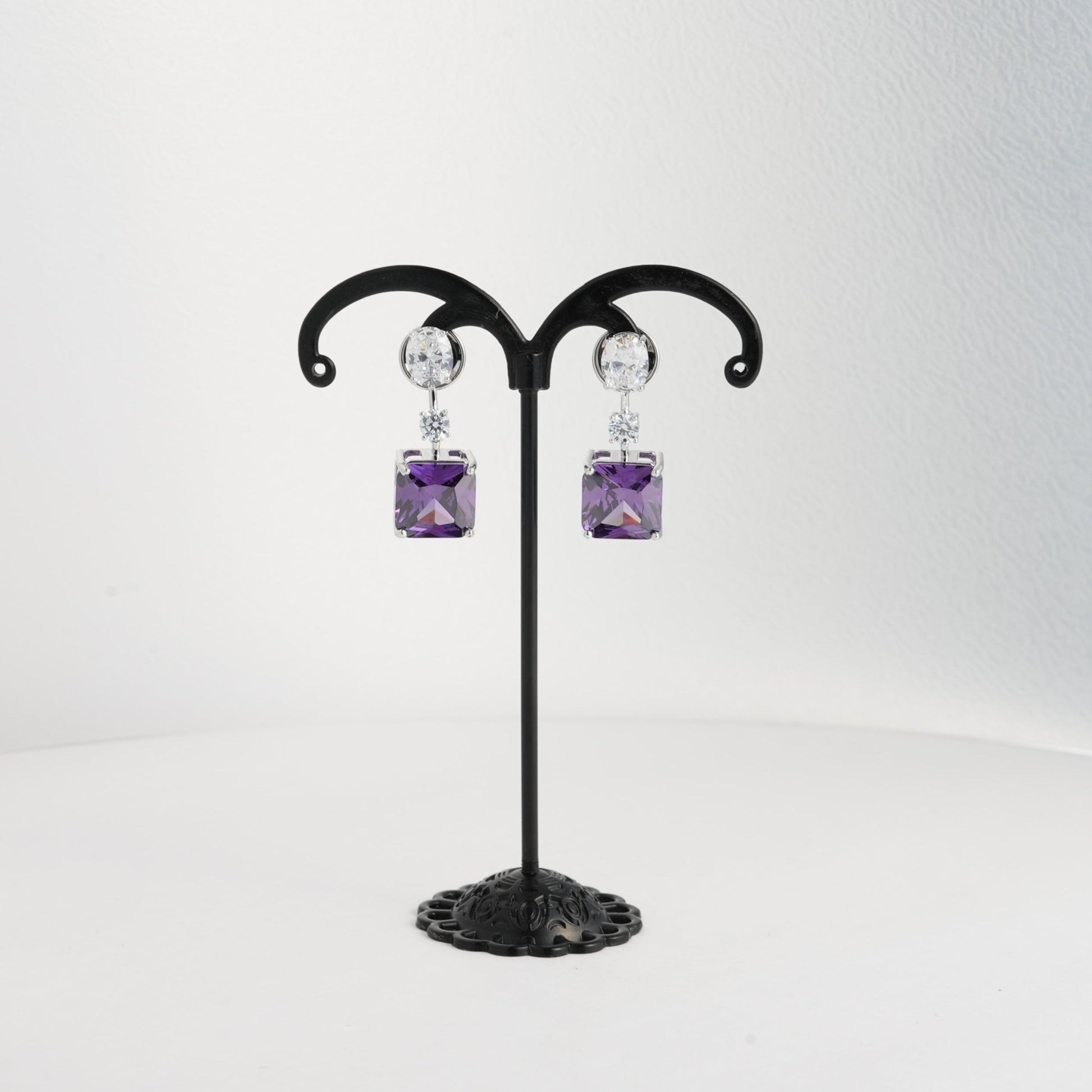 amethyst diamond earring