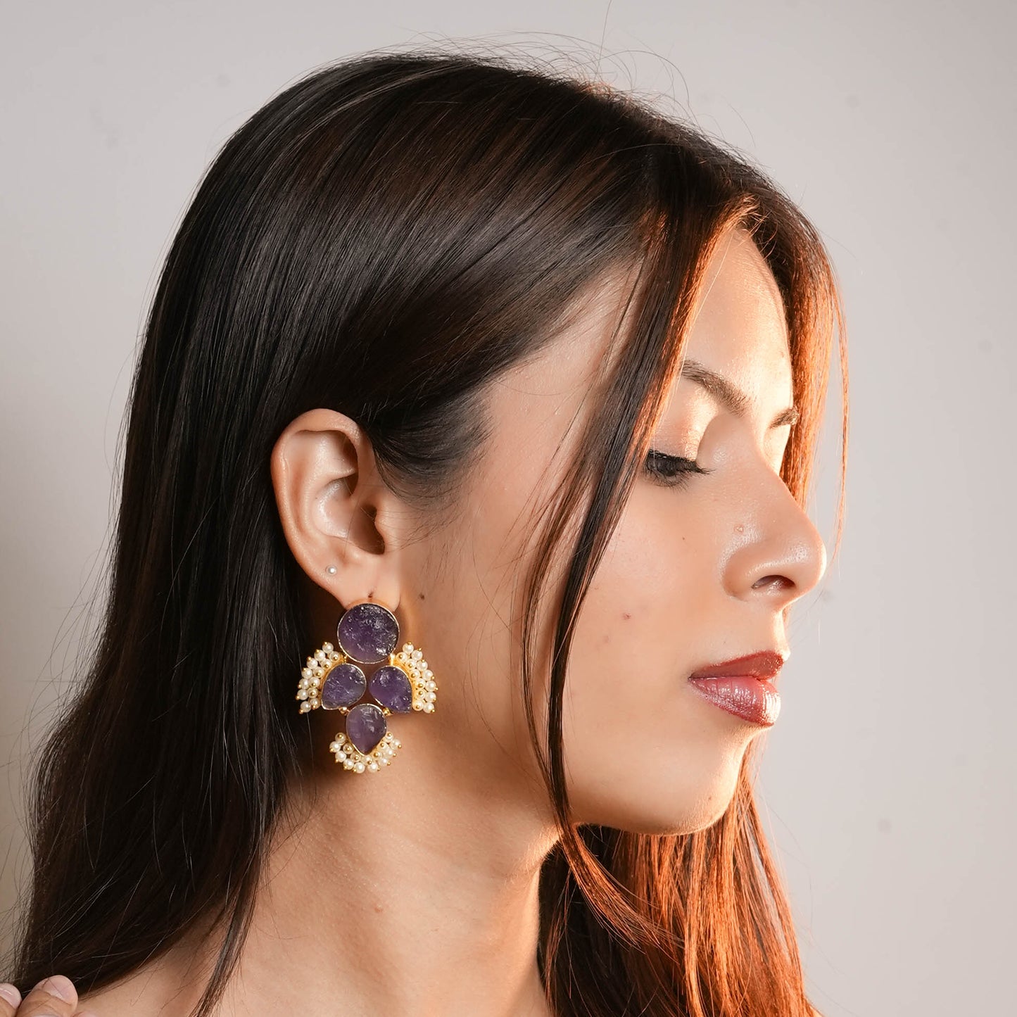 Amethyst Petal Studs