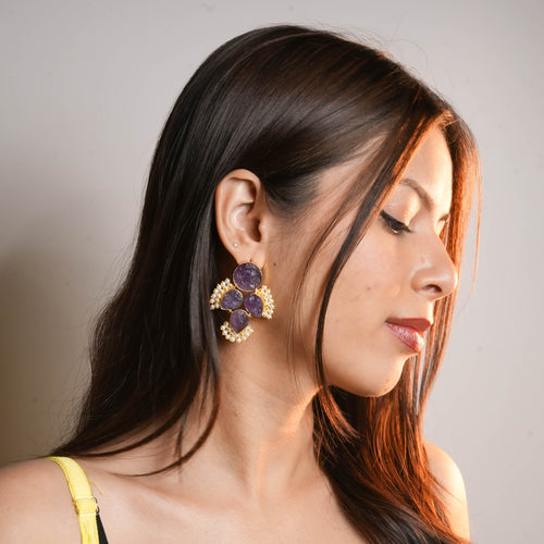 Amethyst Petal Studs