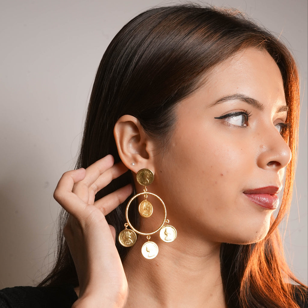 Coin Charm Hoops