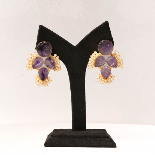 Amethyst Petal Studs