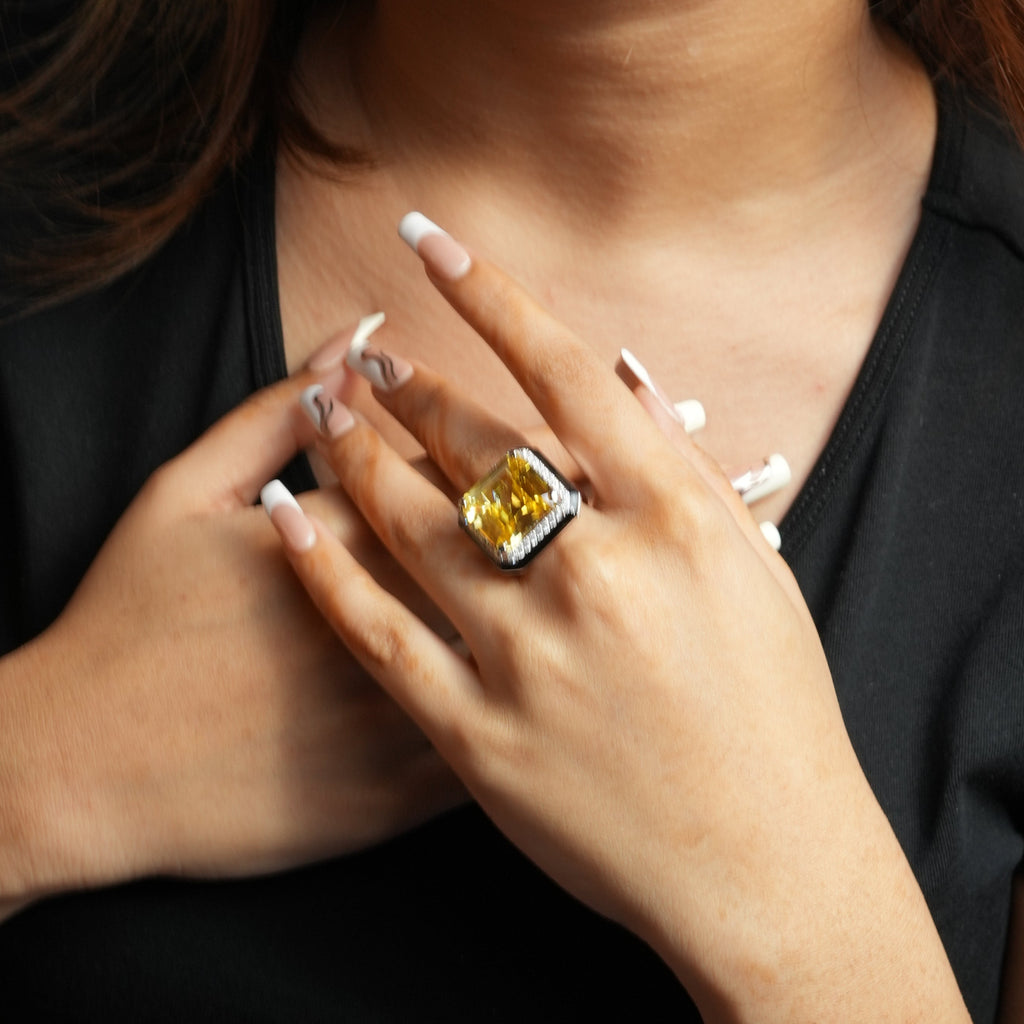citrine Square ring