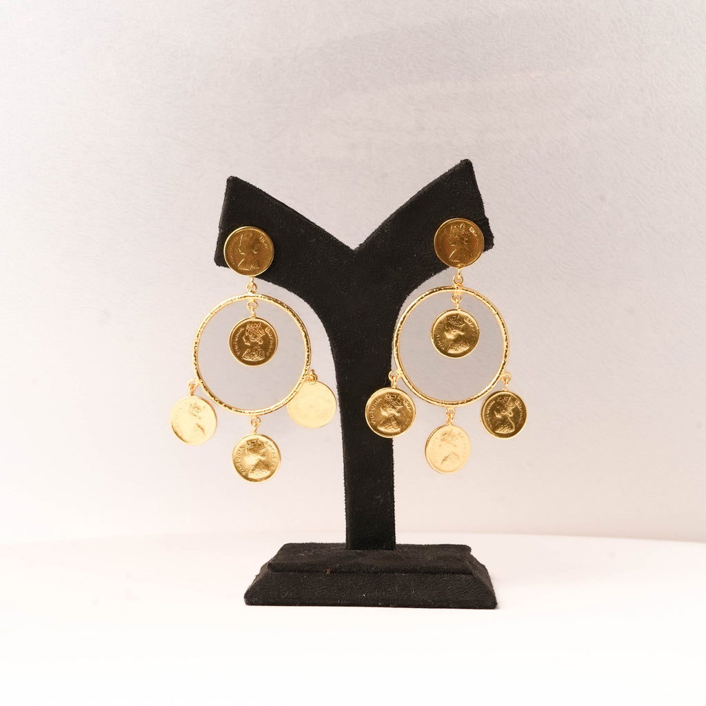 Coin Charm Hoops