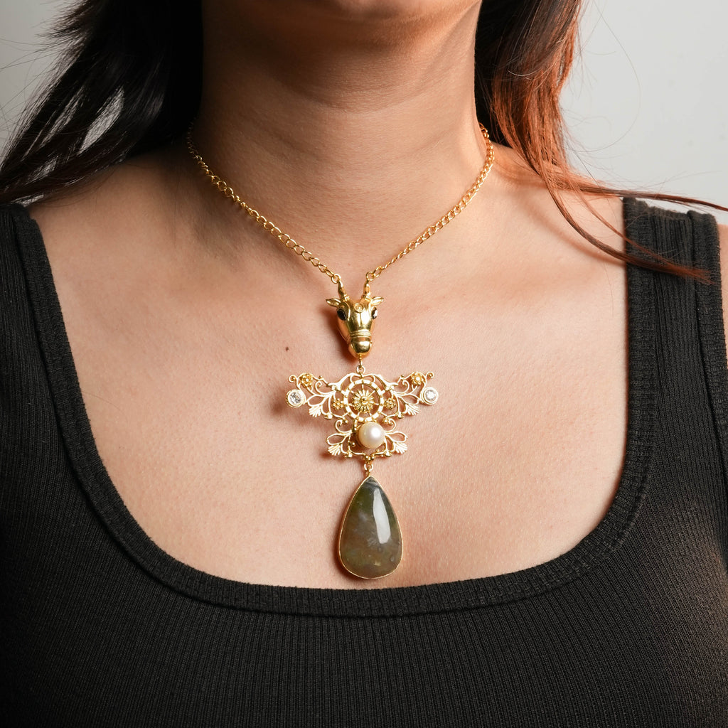 Pearl and stone dangle