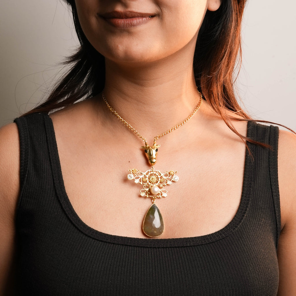 Pearl and stone dangle