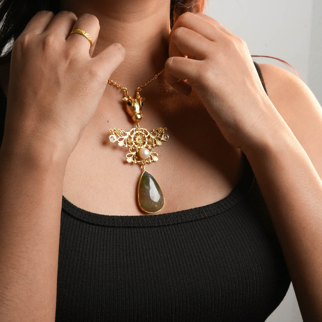 Pearl and stone dangle