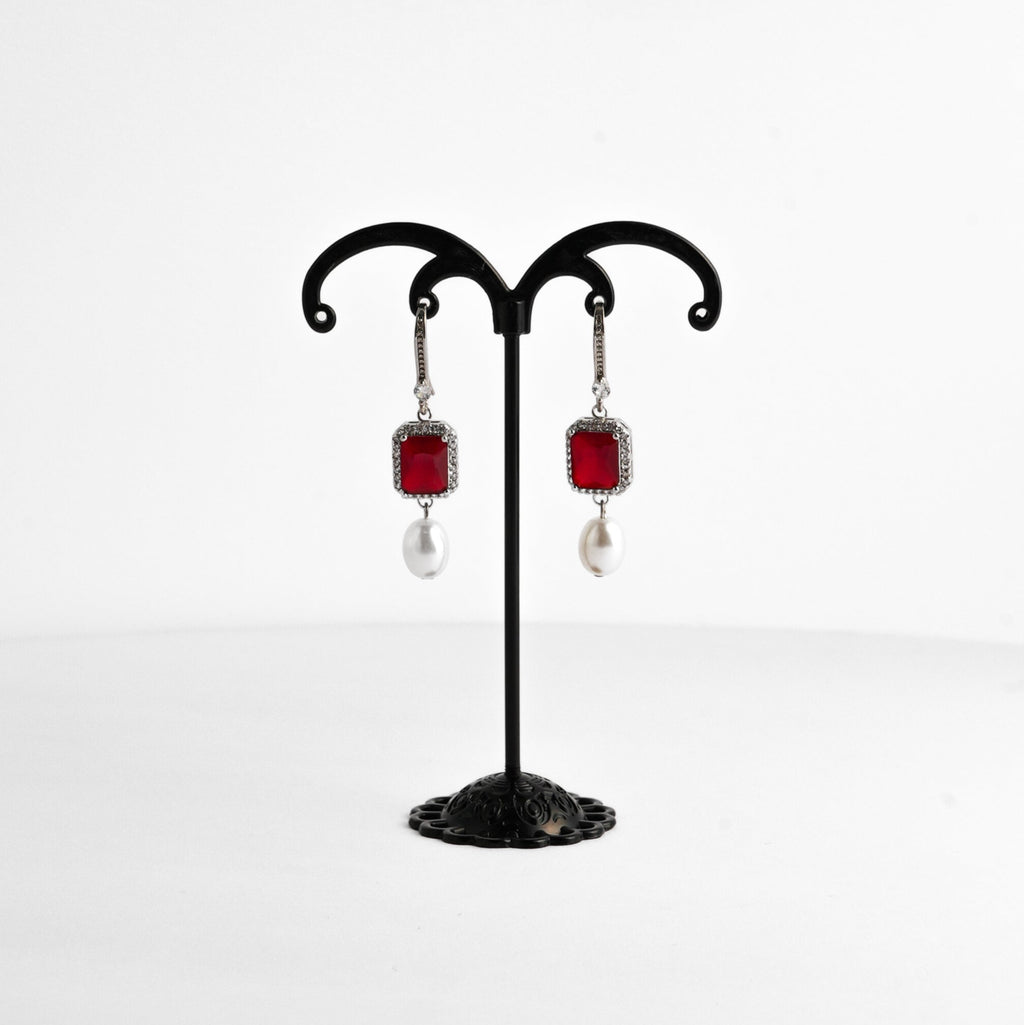 ruby pearl earring