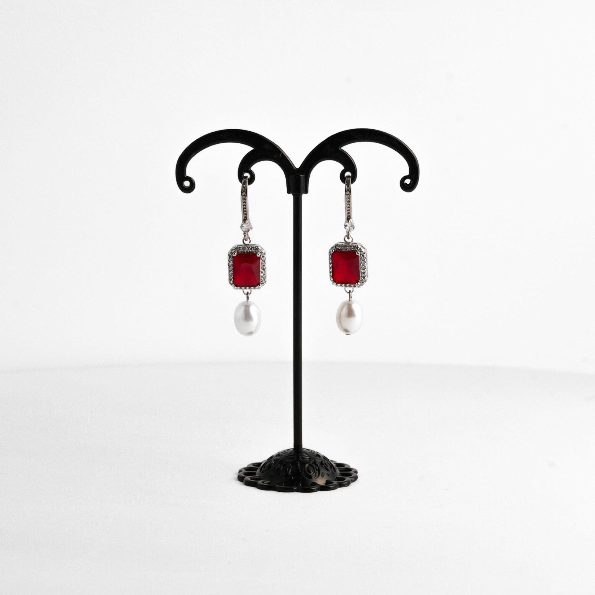 ruby pearl earring