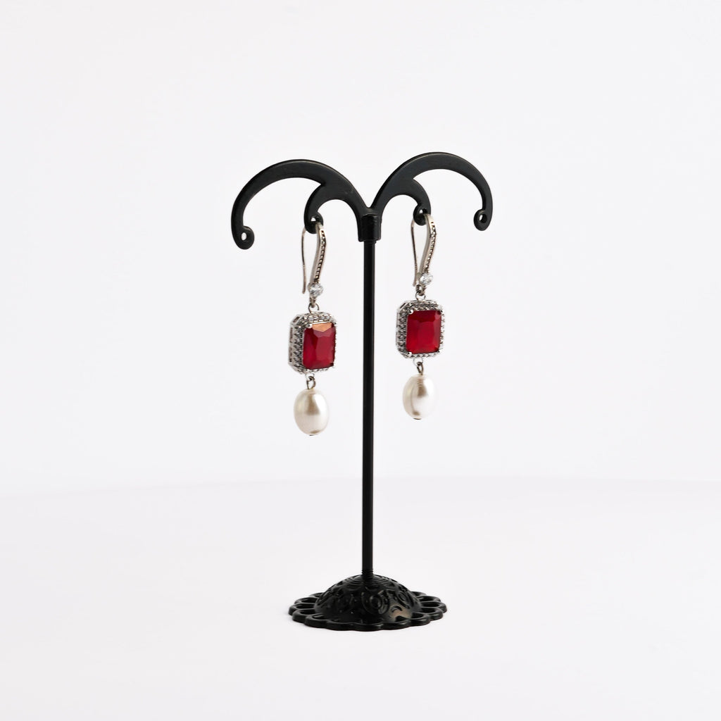 ruby pearl earring