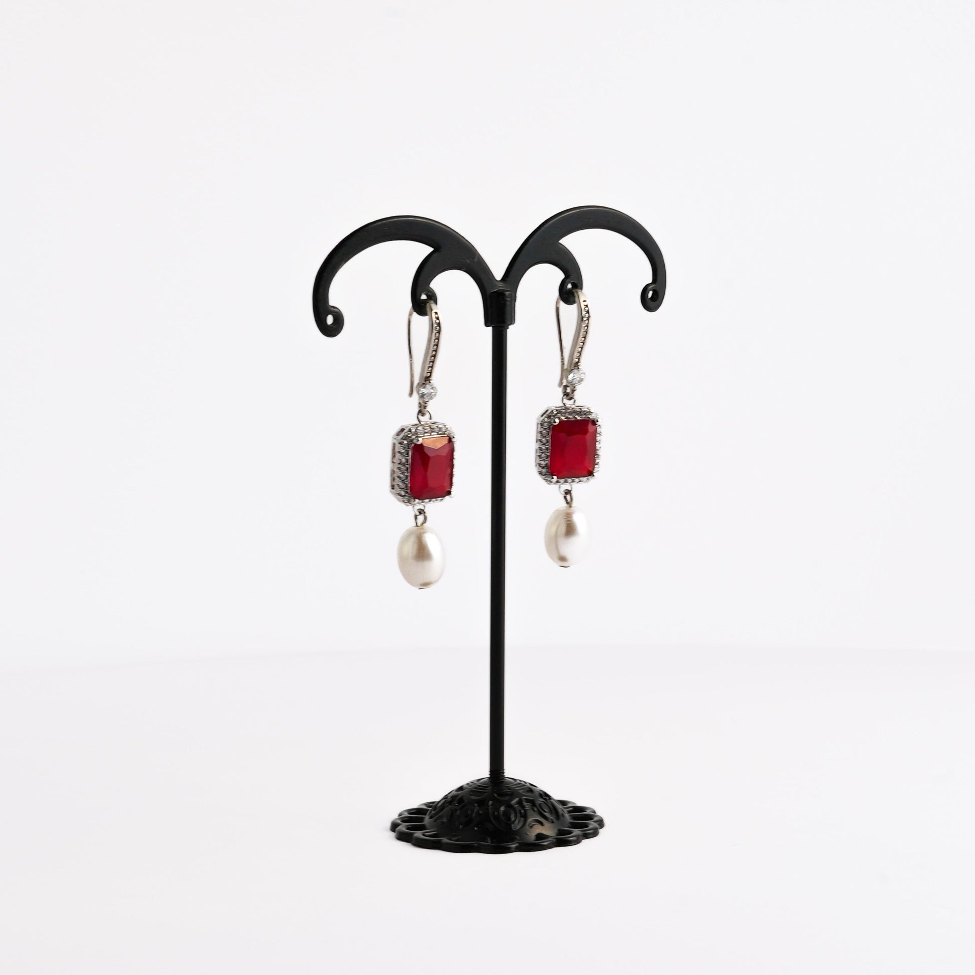 ruby pearl earring