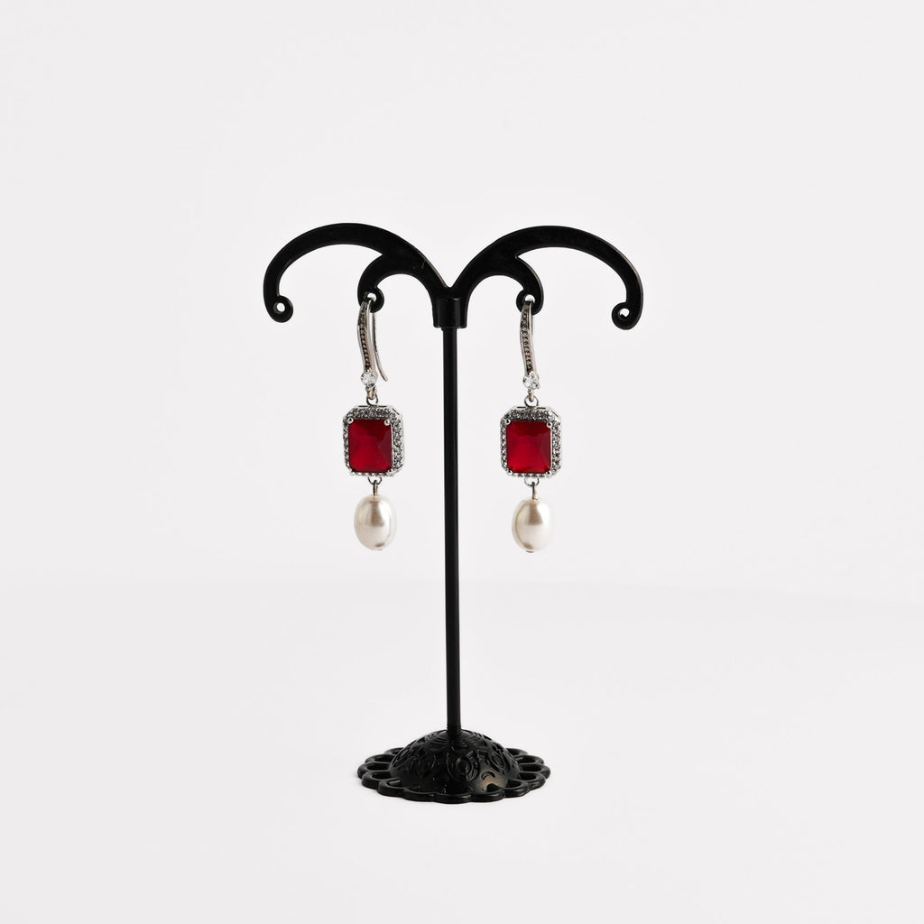 ruby pearl earring