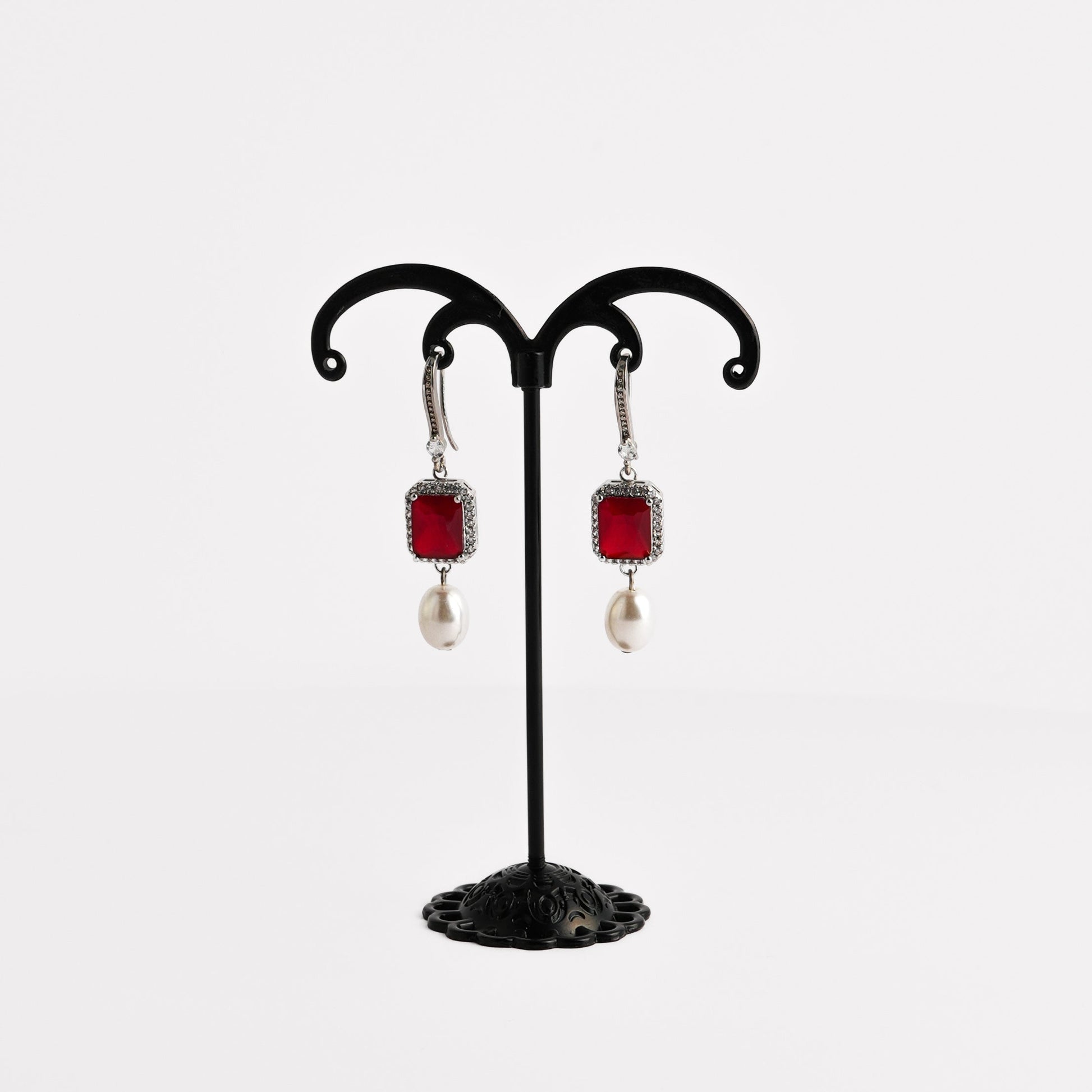 ruby pearl earring