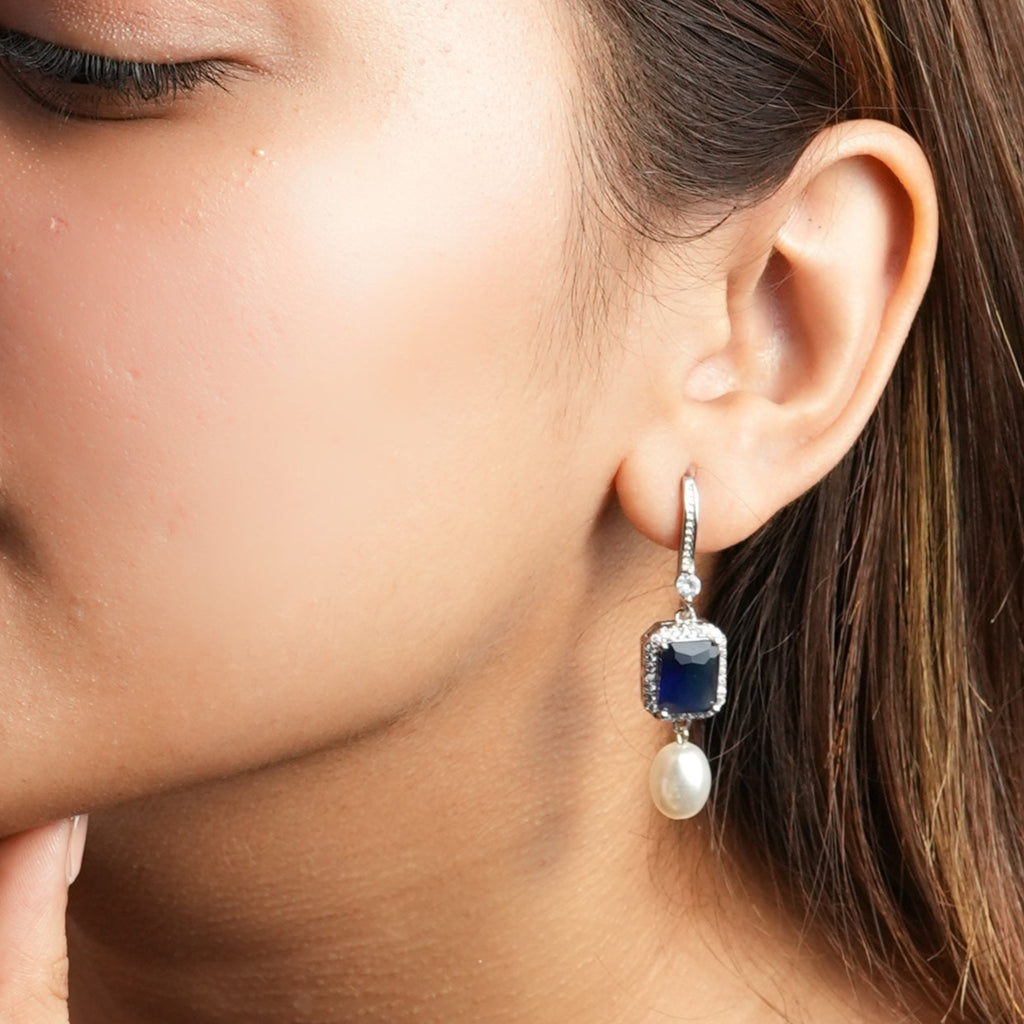 sapphire pearl earring