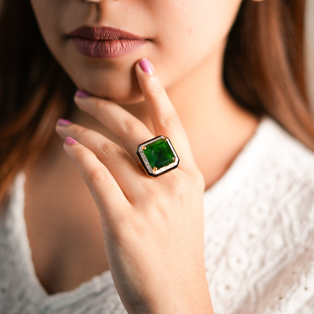 emerald square ring